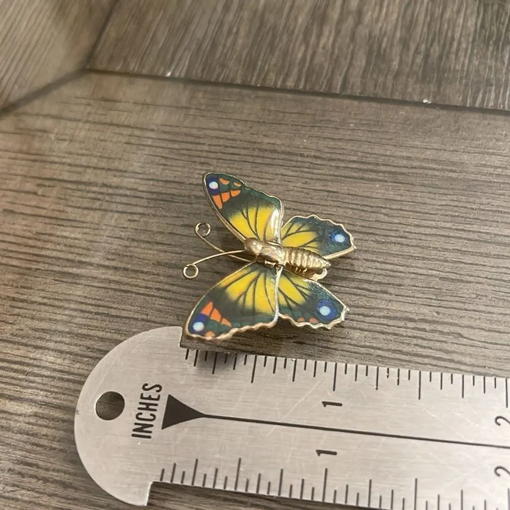 Vintage Colorful Butterfly Pin Resin Wings